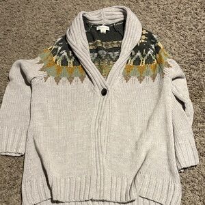 Coldwater Creek Gray Cardigan with Patterned Design